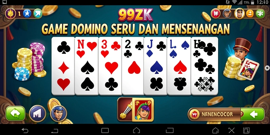 Tampilan gameplay seru dalam 99ZK yang menyajikan permainan Domino.