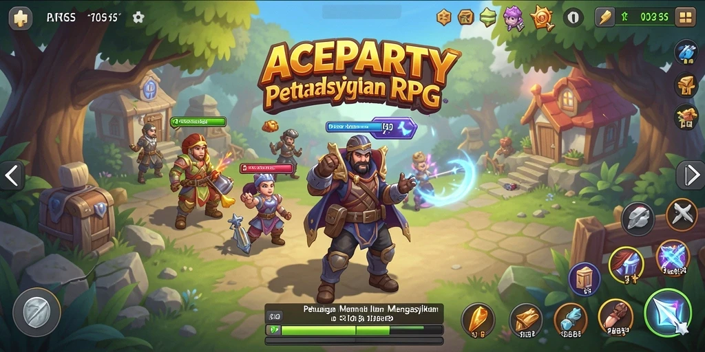 Gameplay ACEPARTY menampilkan petualangan RPG yang seru dan mendebarkan.