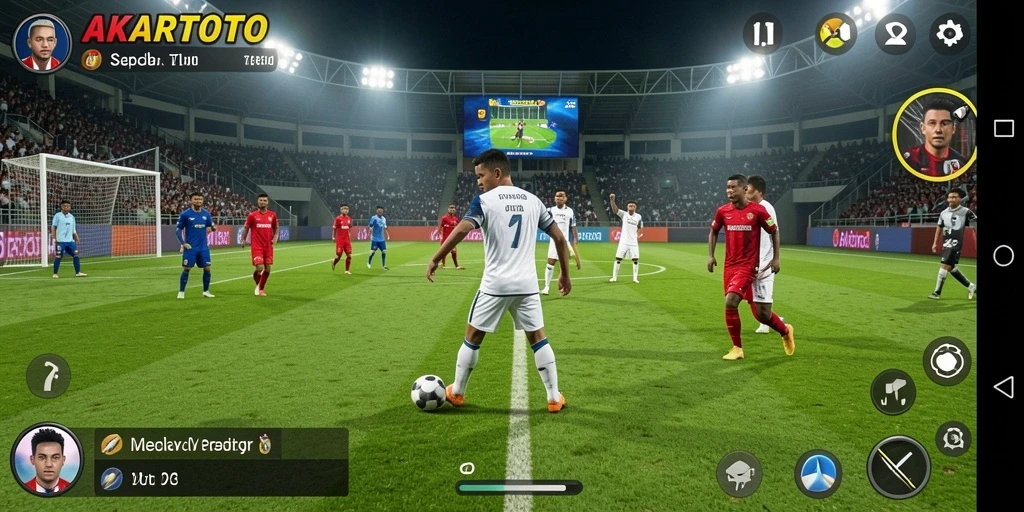 Tangkapan layar AKARTOTO menampilkan aksi mendebarkan di lapangan sepak bola.