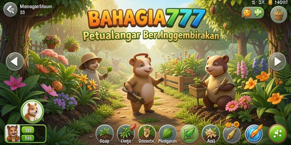 Tampilan gameplay seru di BAHAGIA777 saat berkebun.