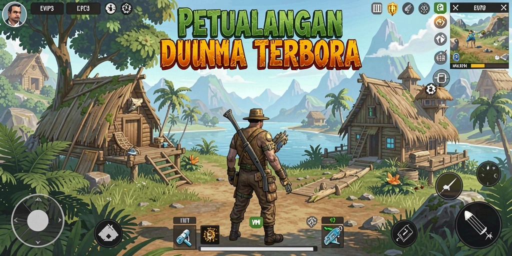 Screenshot gameplay EVIP3 menampilkan petualangan seru di dunia terbuka.