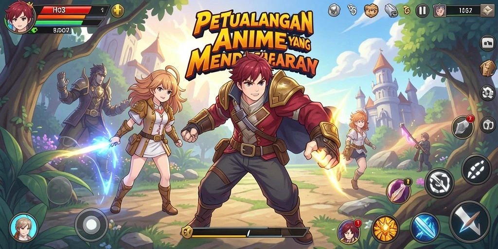 Tampilan aksi epik dalam gameplay Anime HO3.