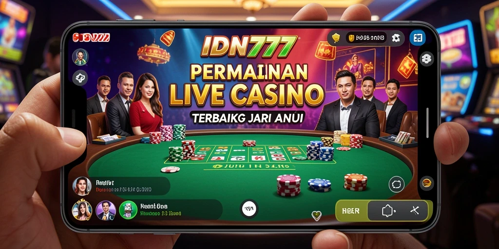 Screenshot IDN777 menampilkan dealer live dan meja permainan yang menarik.