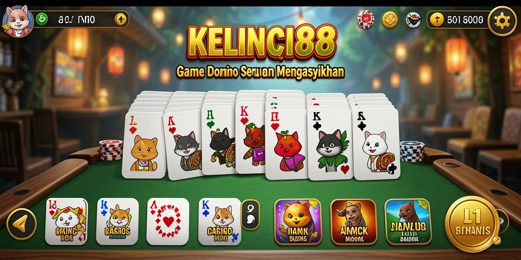 Screenshot gameplay KELINCI88 menampilkan aksi seru permainan domino.
