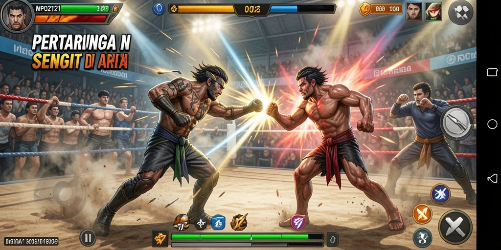 Tampilan gameplay seru dari MPO2121 dalam pertarungan karakter.