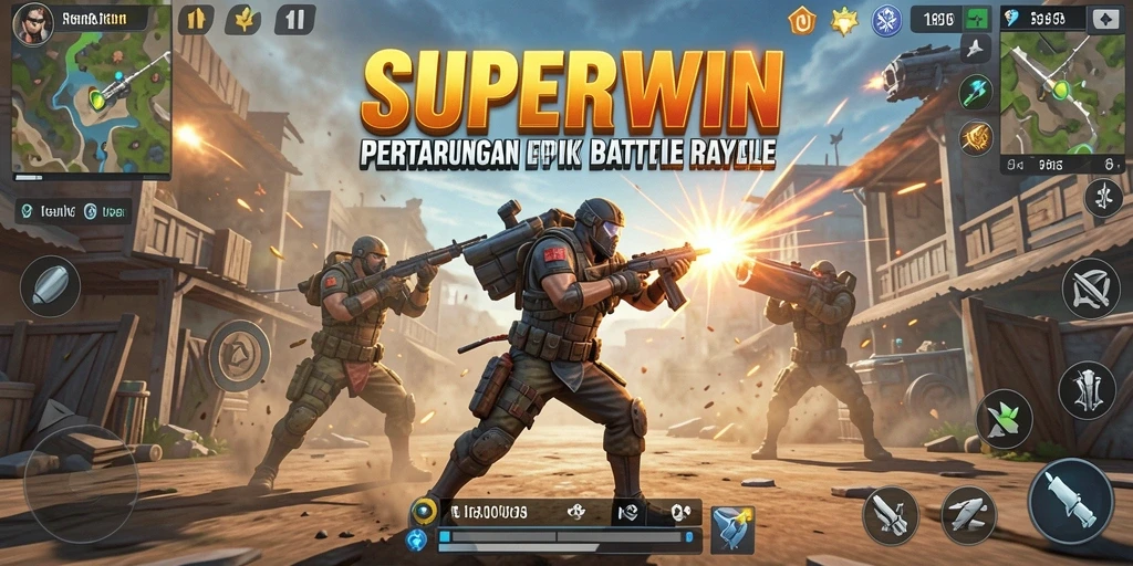 Gameplay SUPERWIN mengajak Anda bertarung dengan pemain lain di arena.
