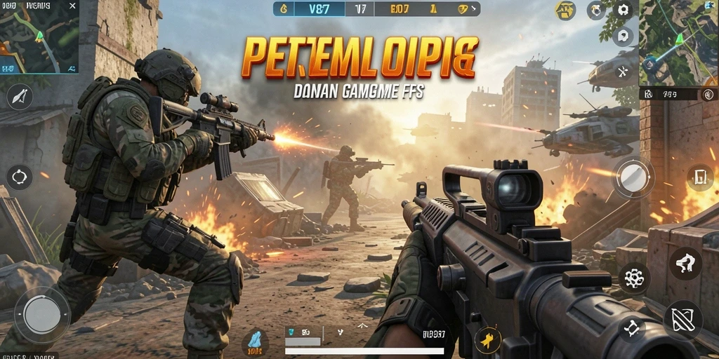 Screenshot V87 menampilkan aksi gameplay FPS yang mendebarkan.